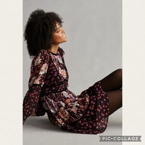 :Price Firm: NWT Temperley London x Anthro Mixed-Print Tiered Mini Dress